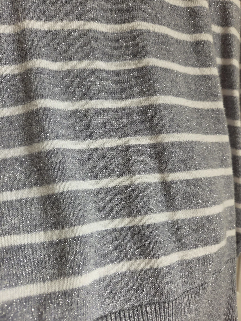 Old Navy Small Gray Silver Metallic Striped Crewneck Sweater